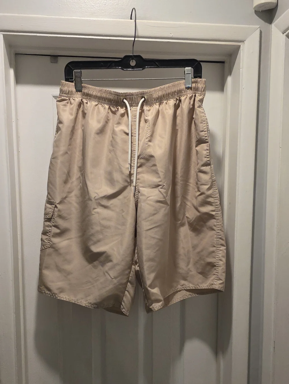 Beige Drawstring Swim/Board Shorts